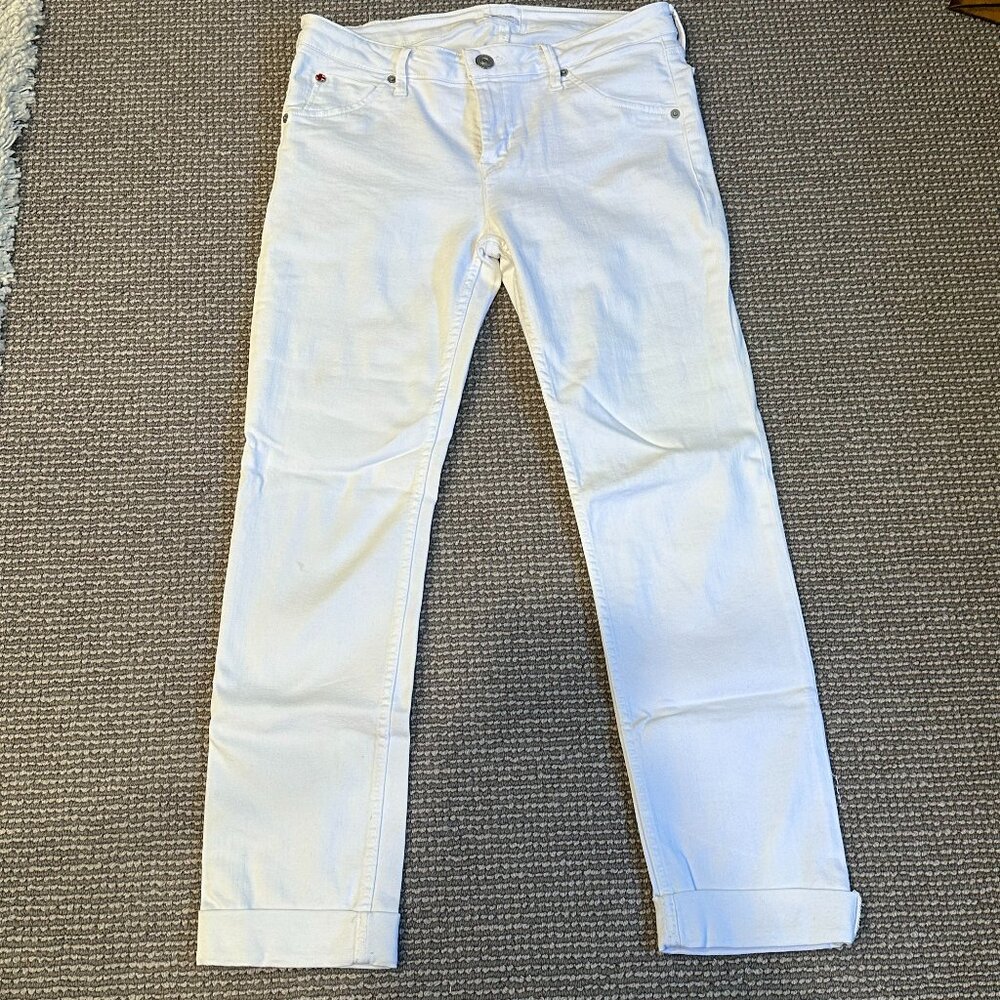 Hudson White Skinny Jeans with Small Ankle Roll - 29